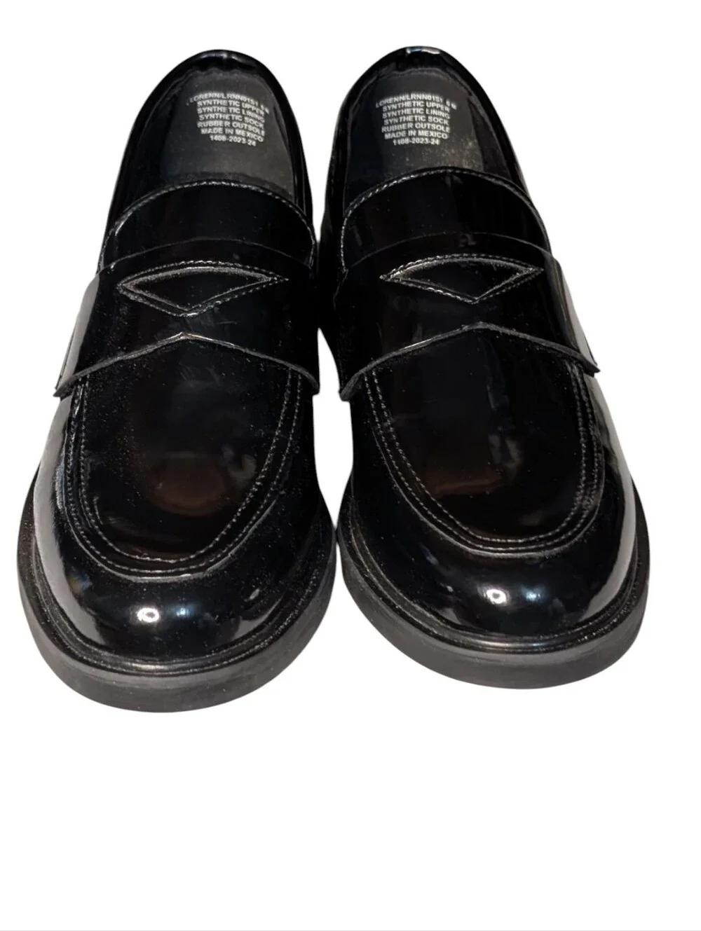 Steve Madden Leedan black patent penny loafer classic sleek high shine size 6
